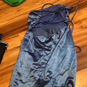a blue satin dress, windsor brand, never worn but without tags and size medium